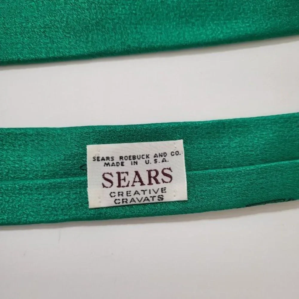 Men's Vintage Sears Creative Cravat Embroidery Green Minimal Design‎ Green Tie
